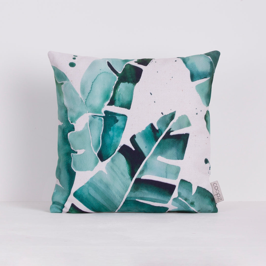 Cushion Cover Watercolor Palm Leaf Canvas Green