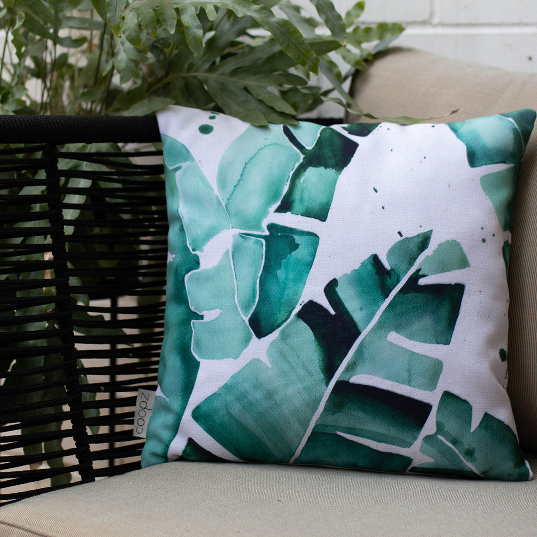 Cushion Cover Watercolor Palm Leaf Canvas Green