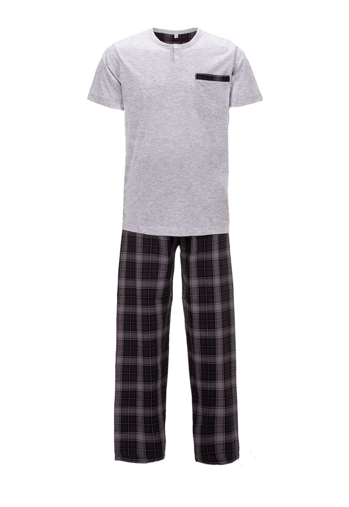 Pyjama Set Kurzarm - Uni Kariert