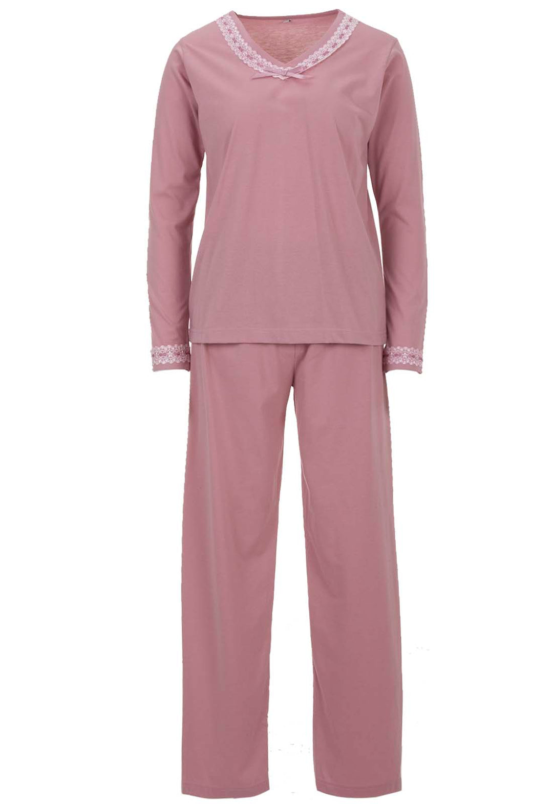 Pyjama Set Langarm - Spitze Uni
