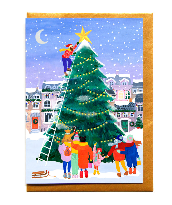 Klappkarte Christmas Town Square Tree