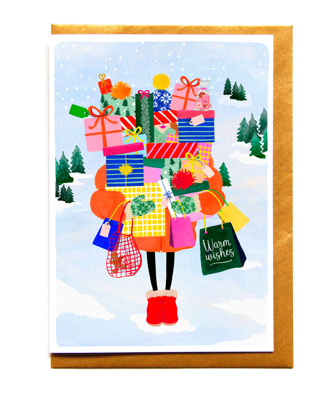 Klappkarte Christmas Girl Presents