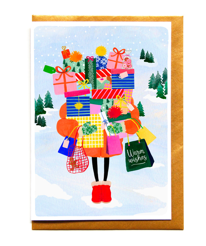 Klappkarte Christmas Girl Presents