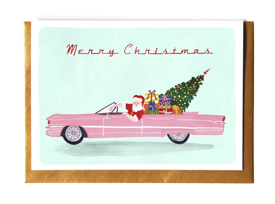 Klappkarte Christmas Santa Rolls Royce