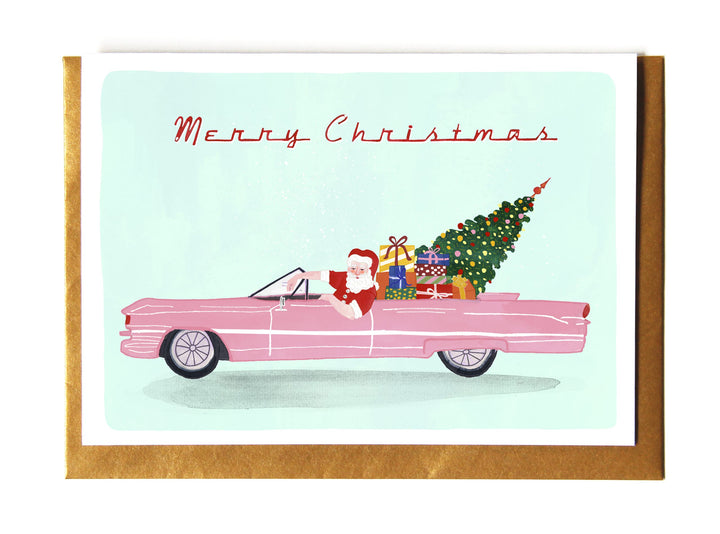 Klappkarte Christmas Santa Rolls Royce