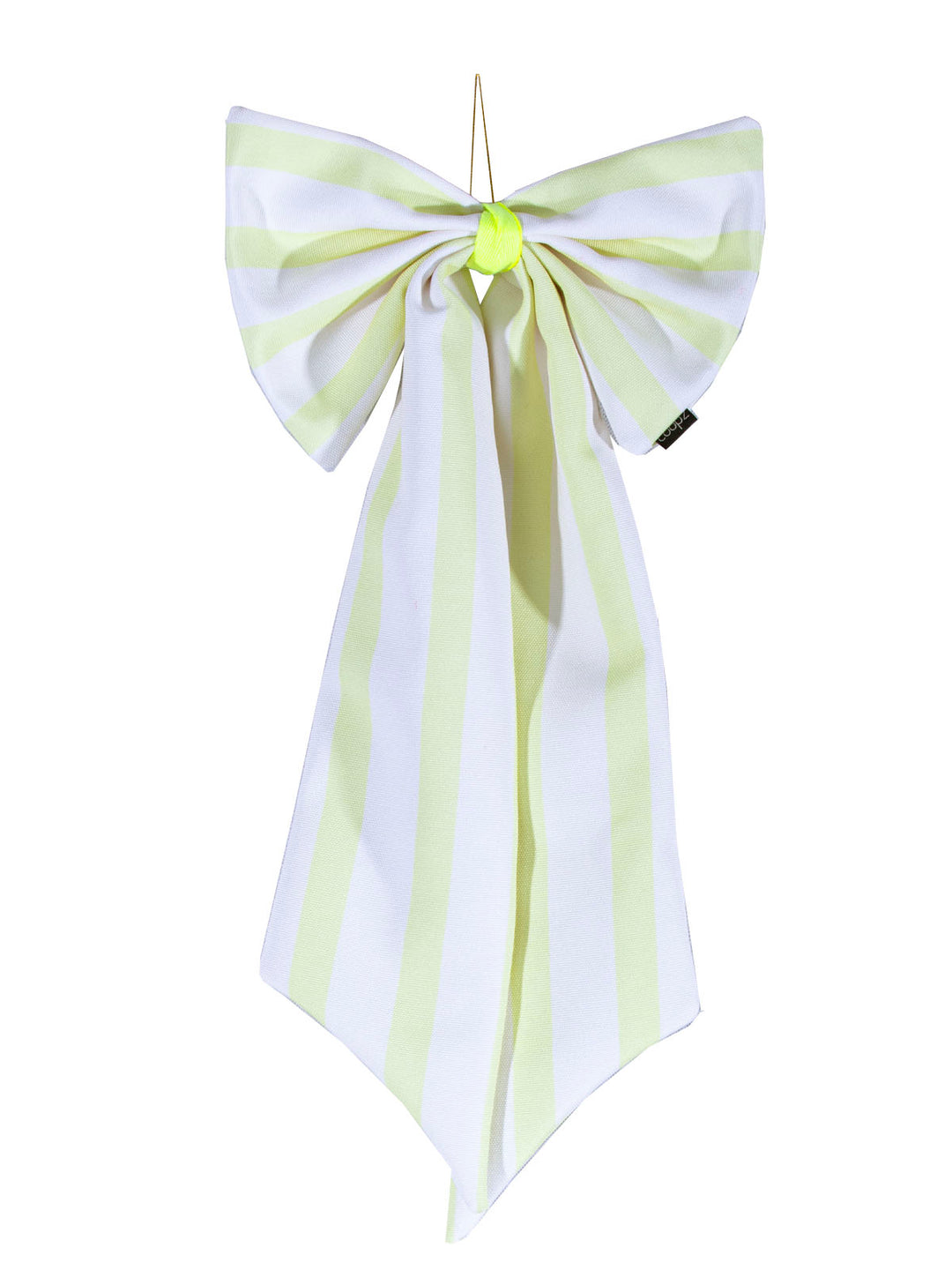 Schleife Canvas creme/lime breit gestreift