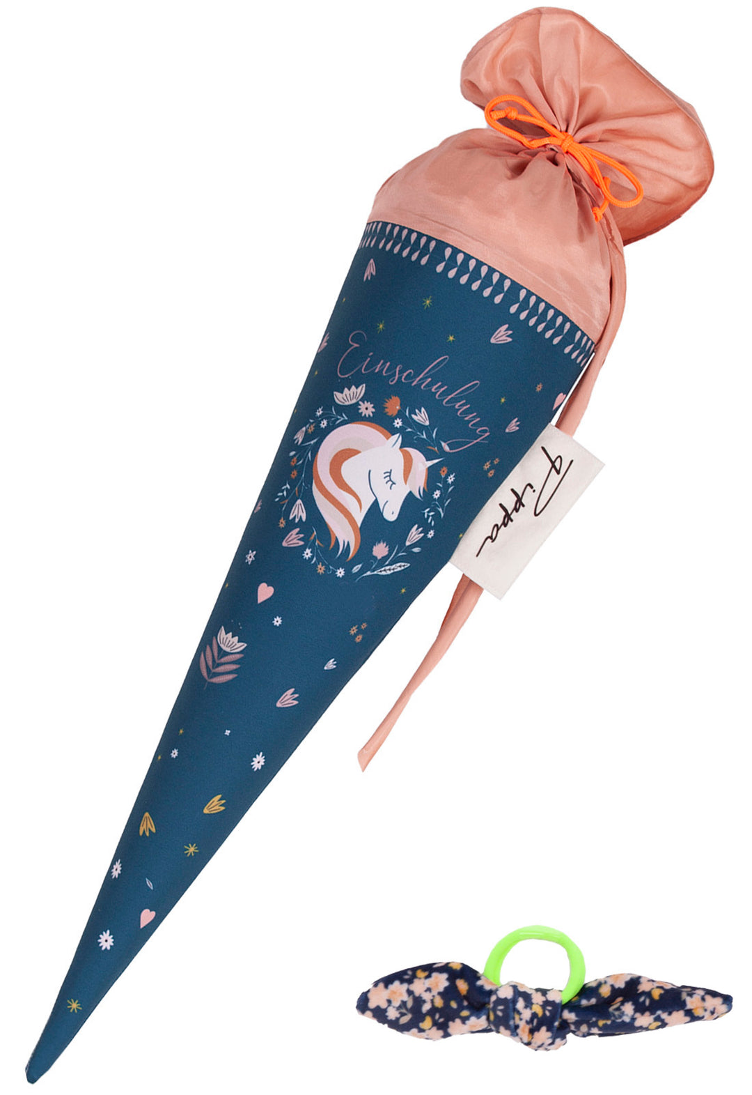 Schultüte klein Einhorn 50 cm Nr. 1 - mit Haarschleife