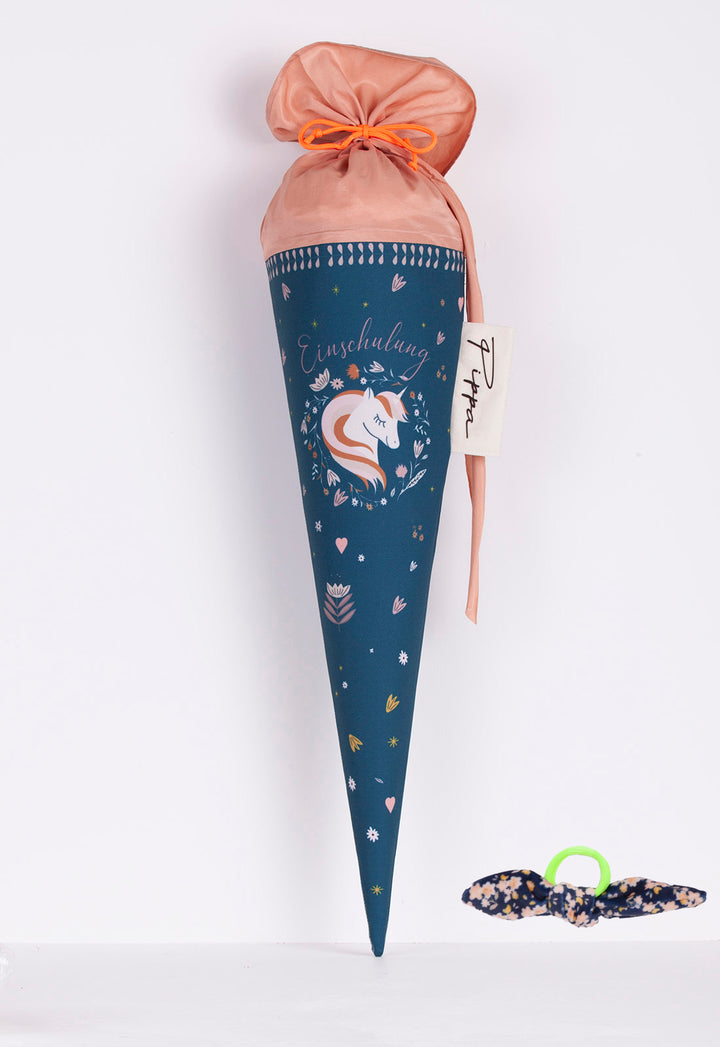 Schultüte klein Einhorn 50 cm Nr. 1 - mit Haarschleife