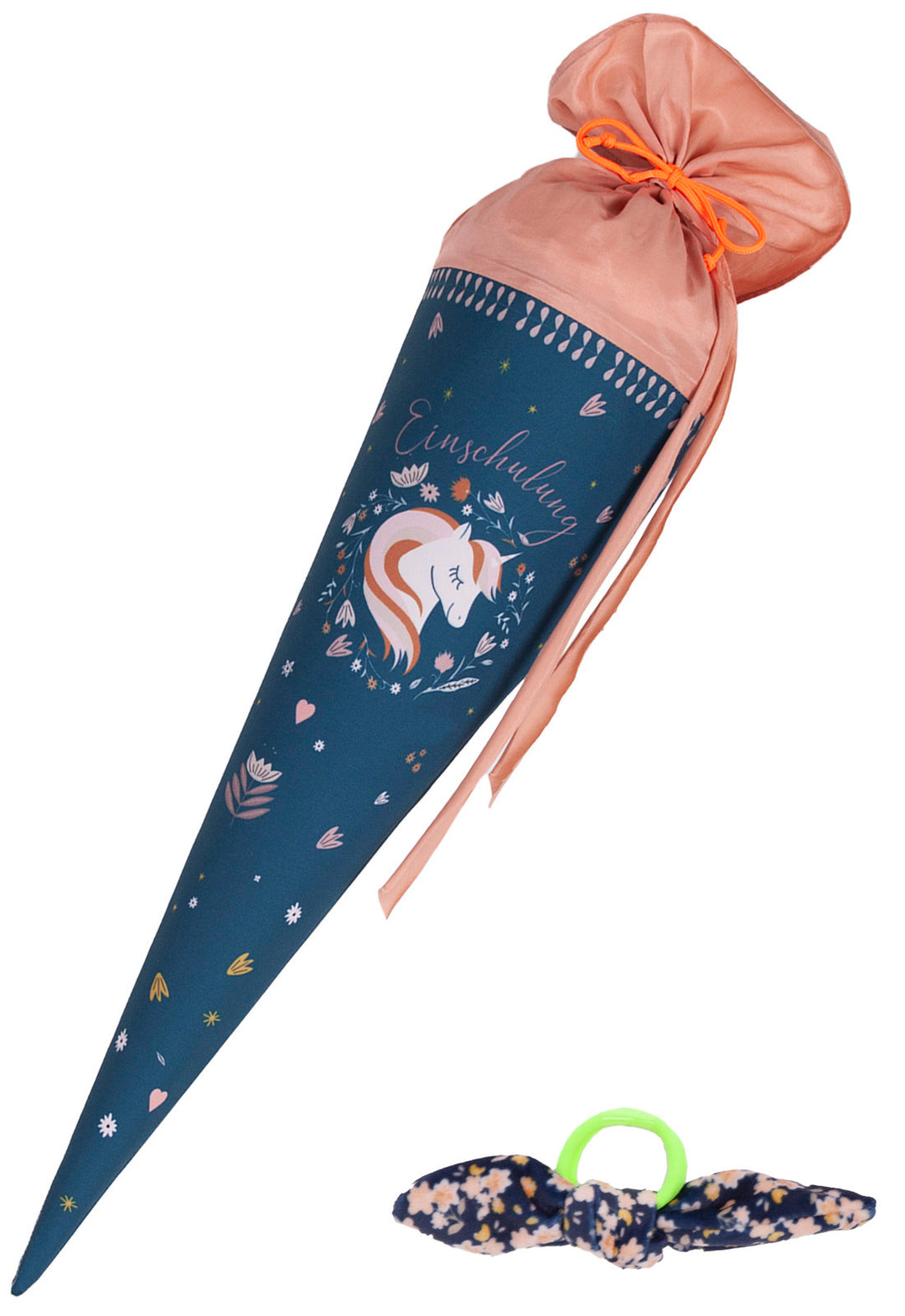Schultüte klein Einhorn 50 cm Nr. 1 - mit Haarschleife