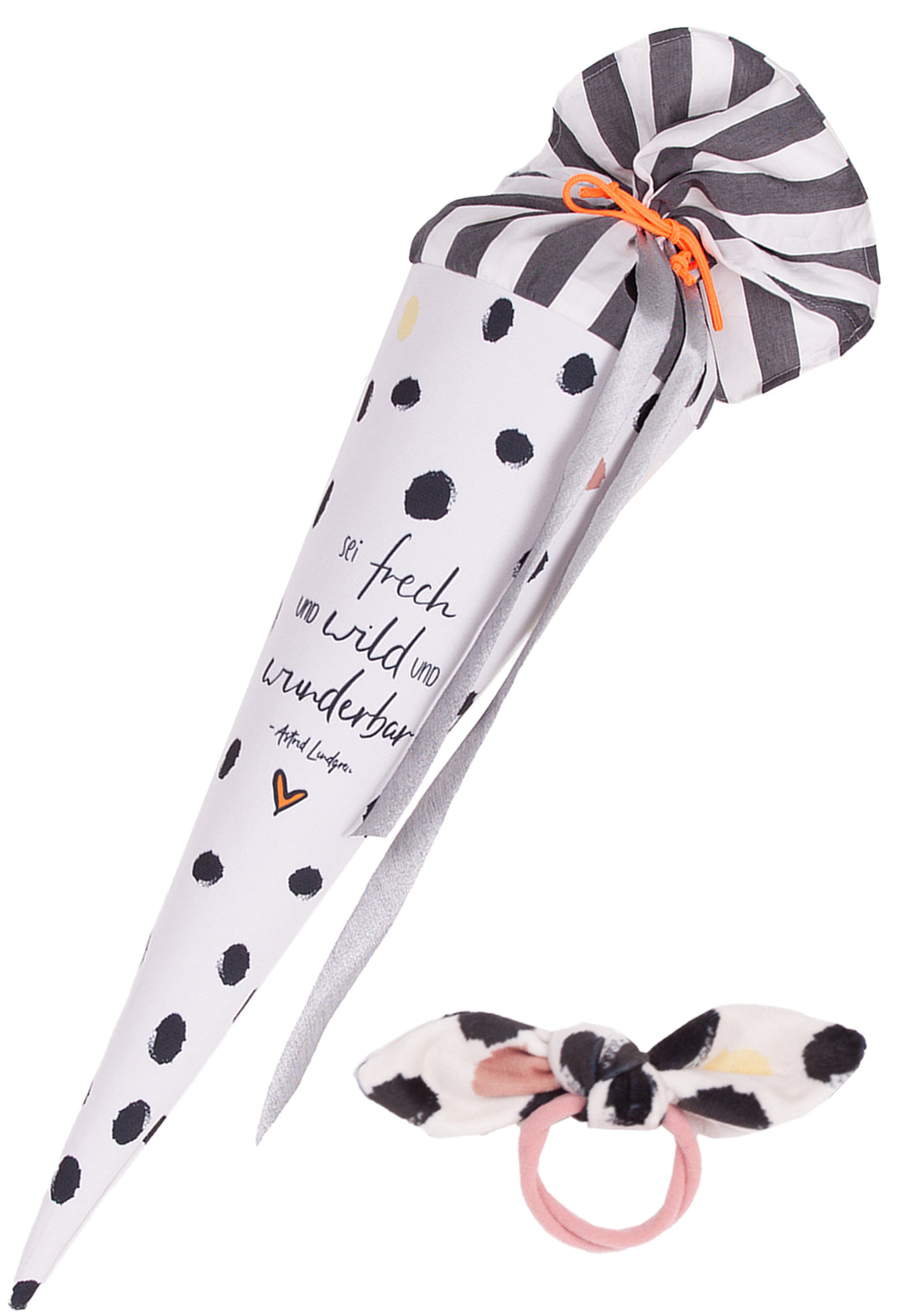 Schultüte klein Pippa 50cm mit Haarschleife
