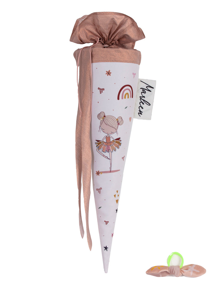 Schultüte klein Ballerina 50 cm mit Haarschleife