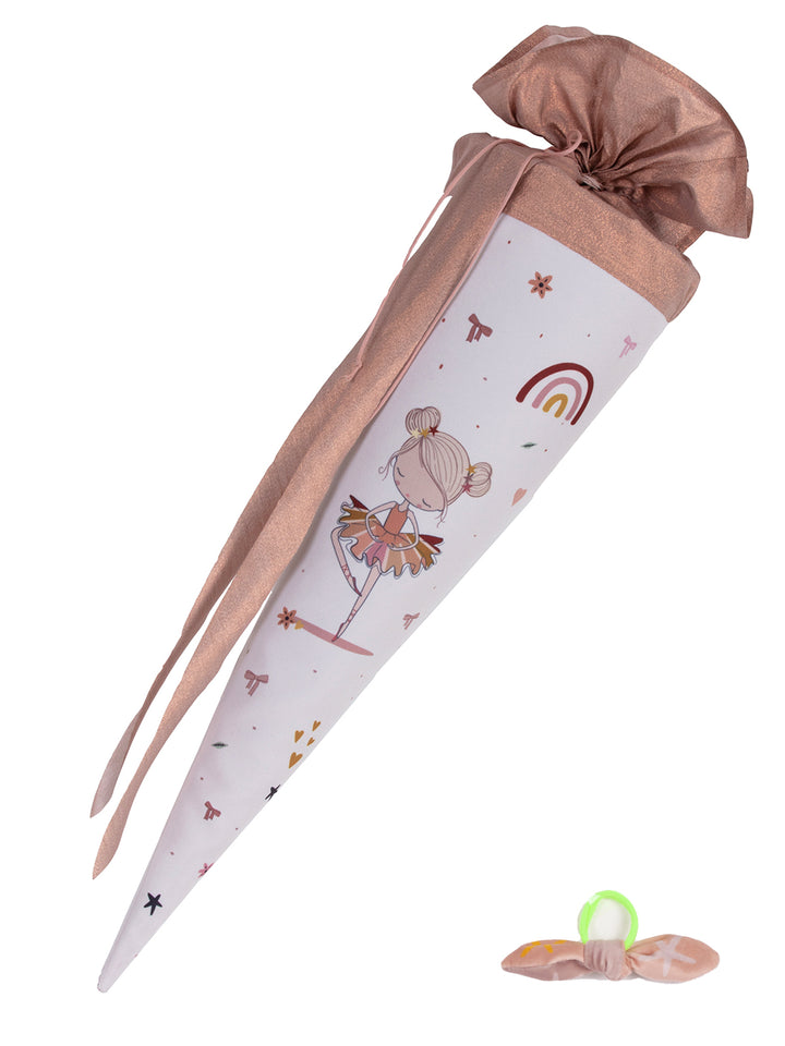 Schultüte klein Ballerina 50 cm mit Haarschleife