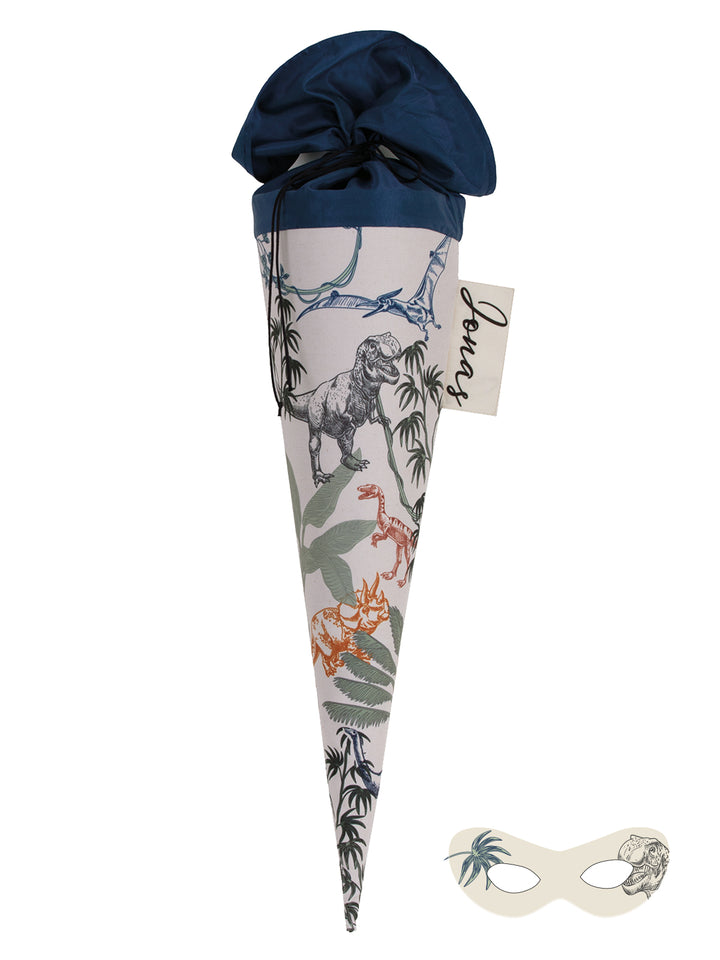 Schultüte stylische Dinosaurier 70 cm mit Superheldenmaske