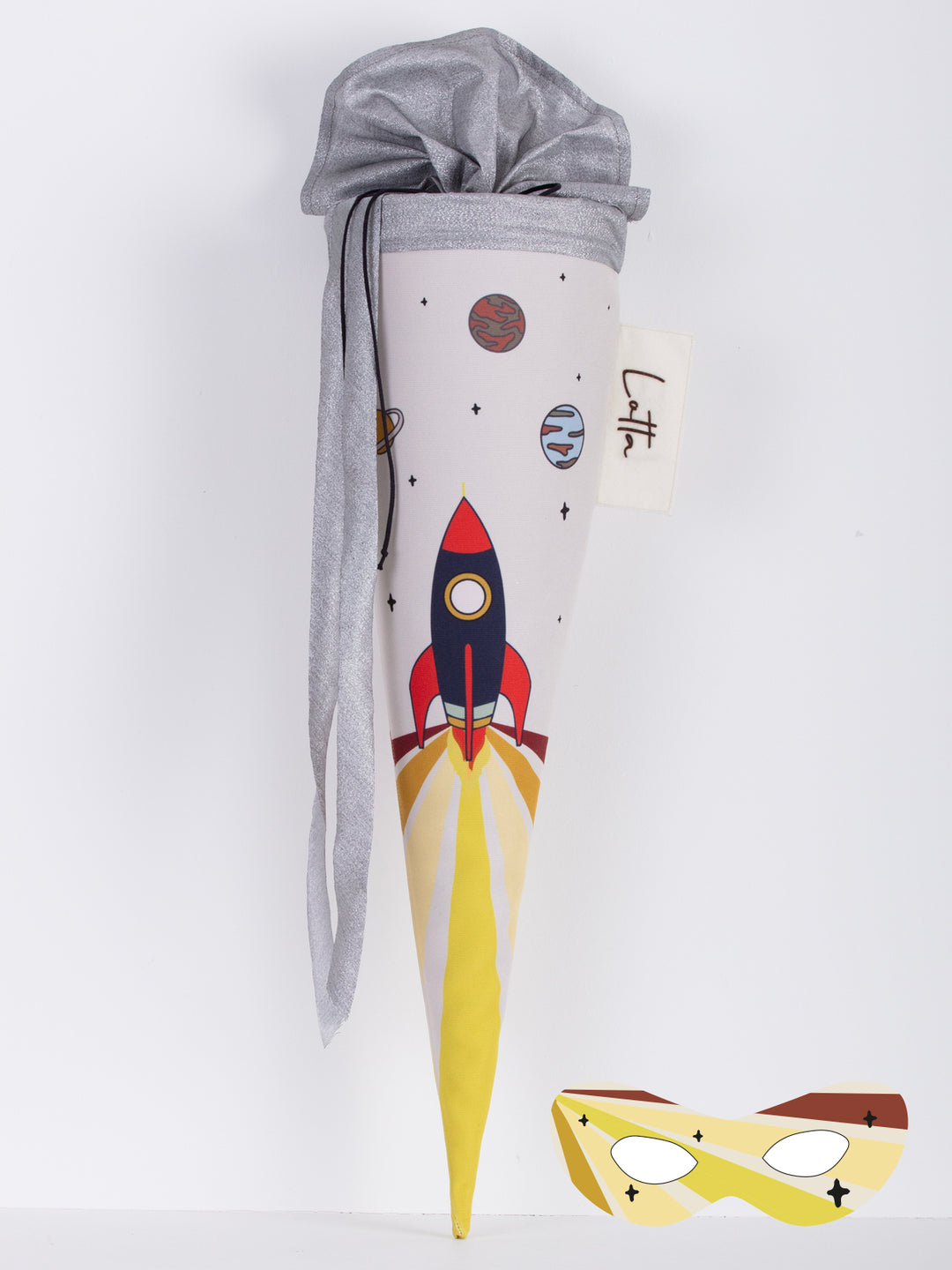 Schultüte Rakete mit Superheldenmaske