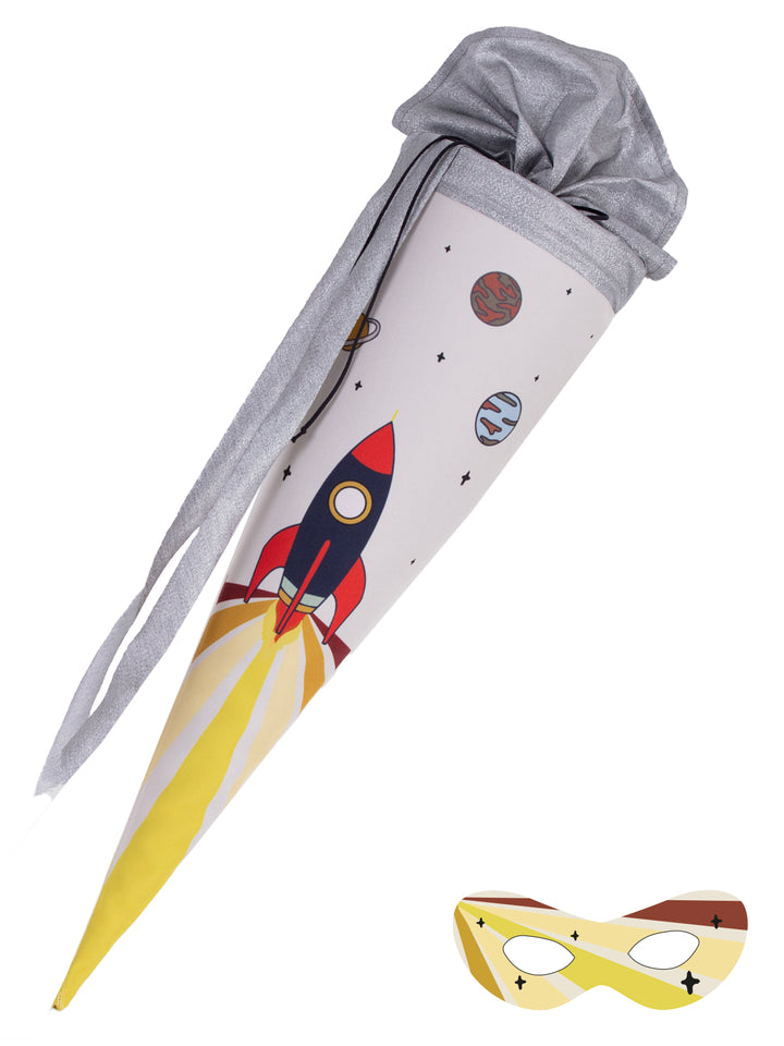 Schultüte Rakete mit Superheldenmaske