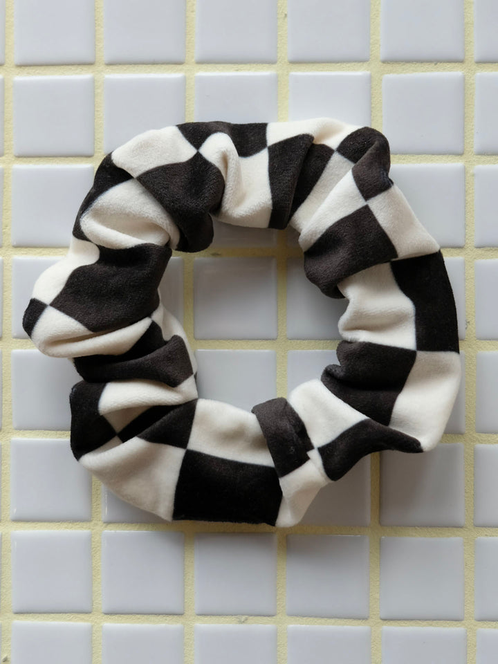 Scrunchie Karo Schwarz/Creme