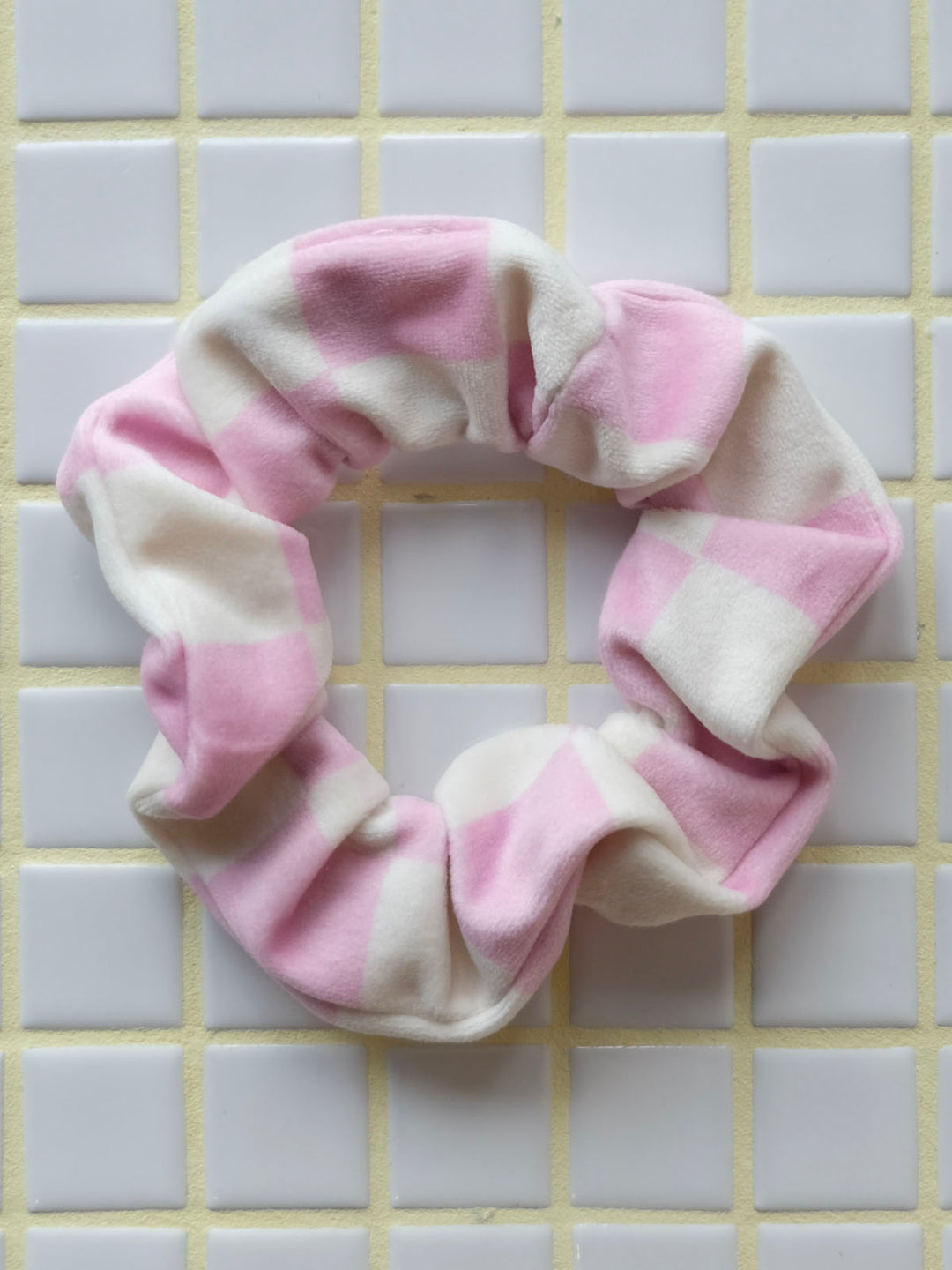 Scrunchie Karo Rose/Creme