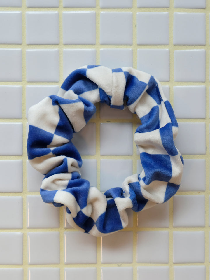 Scrunchie Karo Blau/Creme