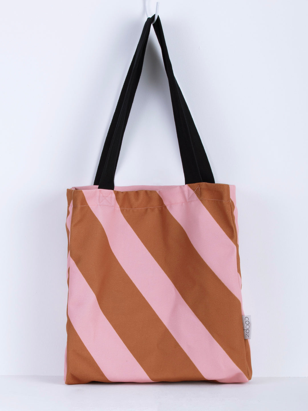 coopz Shopper - Diagonal Gestreift Rosa/Caramel