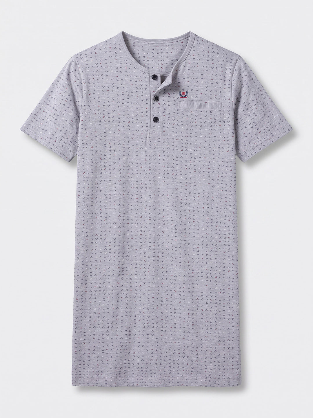 Herren Nachthemd Kurzarm - Theo Rundhals Knopfleiste Single-Jersey