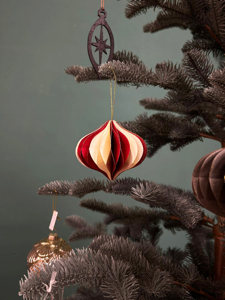 Papier Weihnachtsschmuck Zwiebel gestreift