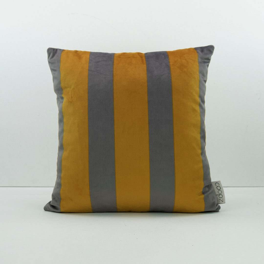 Cushion cover Stripe Velvet Grey-Yellow