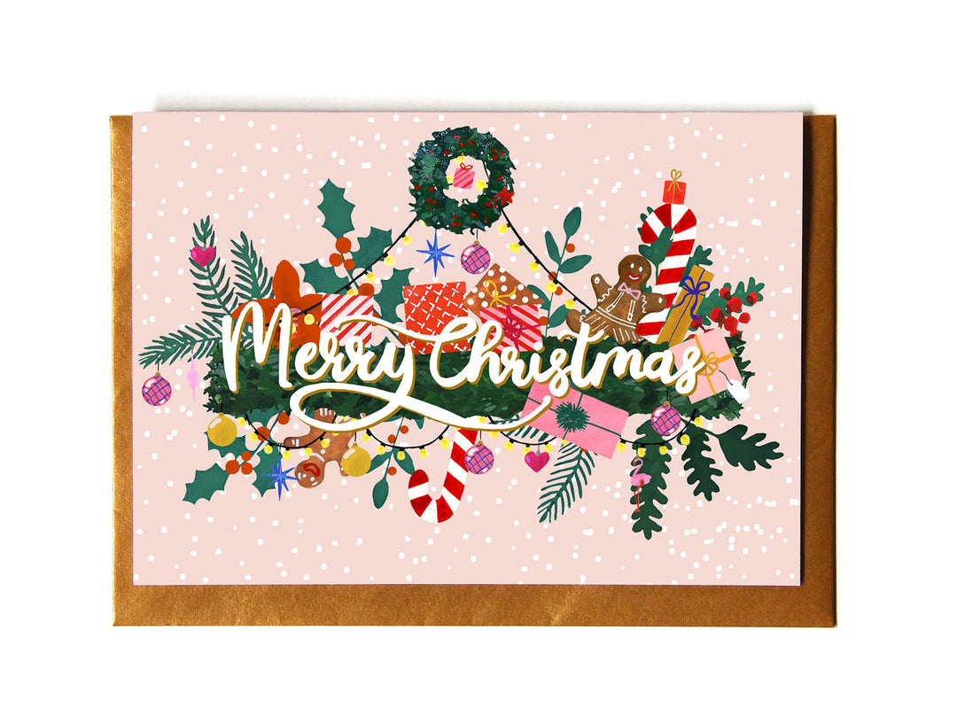 Klappkarte Christmas Text Pink