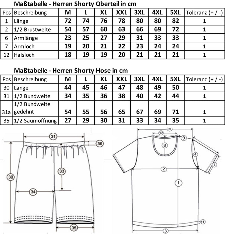Pyjama Set Shorty - Gestreift mit Knopf