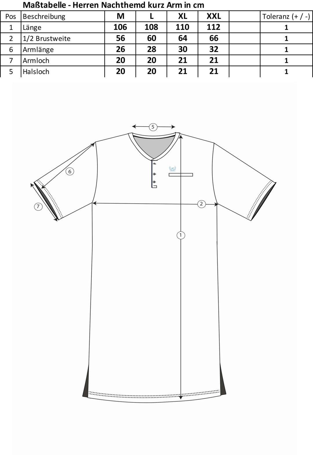 Short-sleeved nightgown - classic print Breast pocket uni