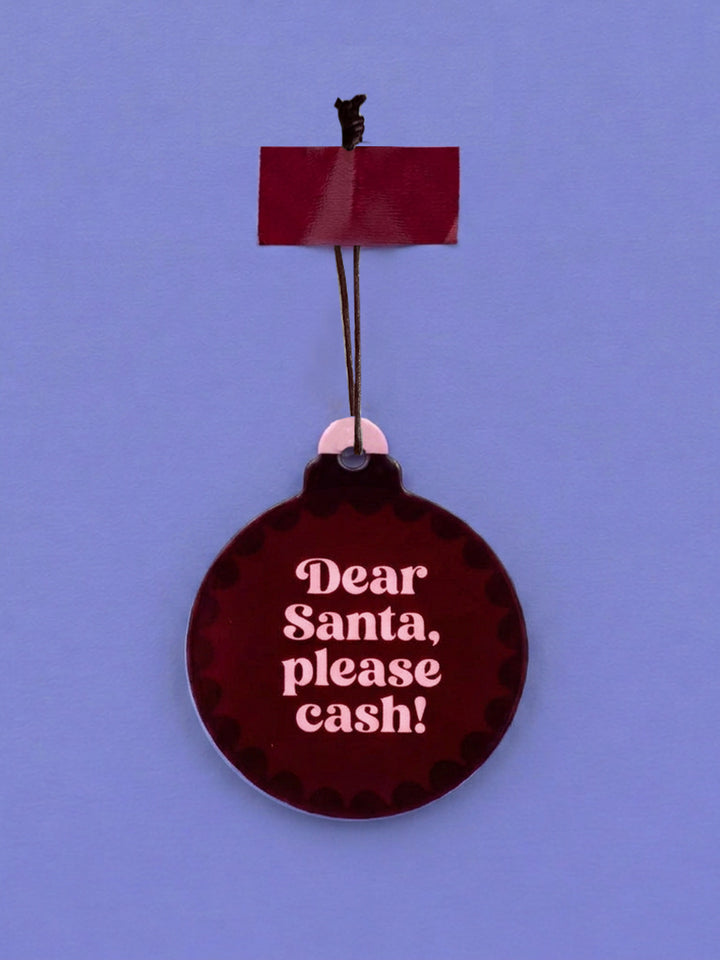 Anhänger Weihnachtskugel Santa Please cash Keramik