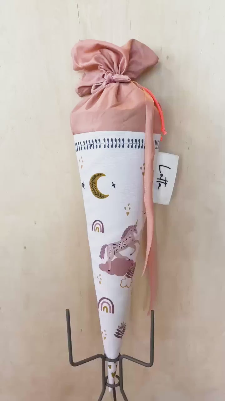 Schultüte Einhorn 50 cm Nr. 2 mit Haarschleife