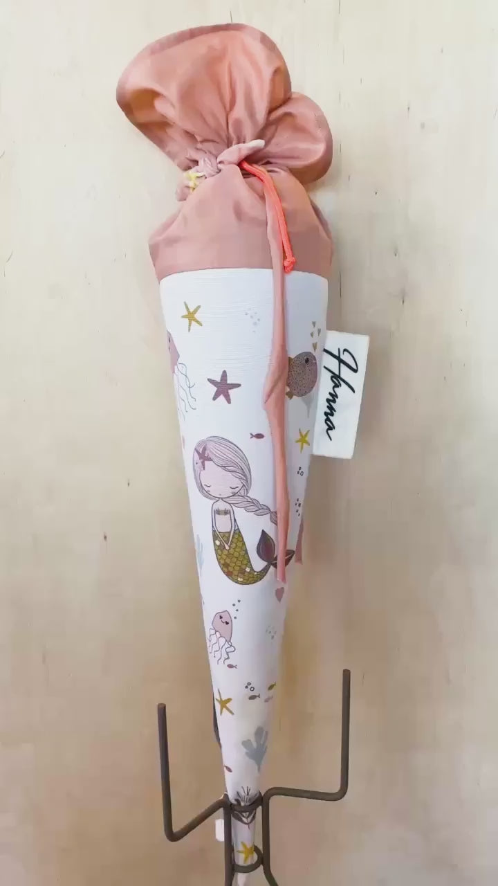 Schultüte 50cm Meerjungfrau Rosa  mit Haarschleife Schultüte