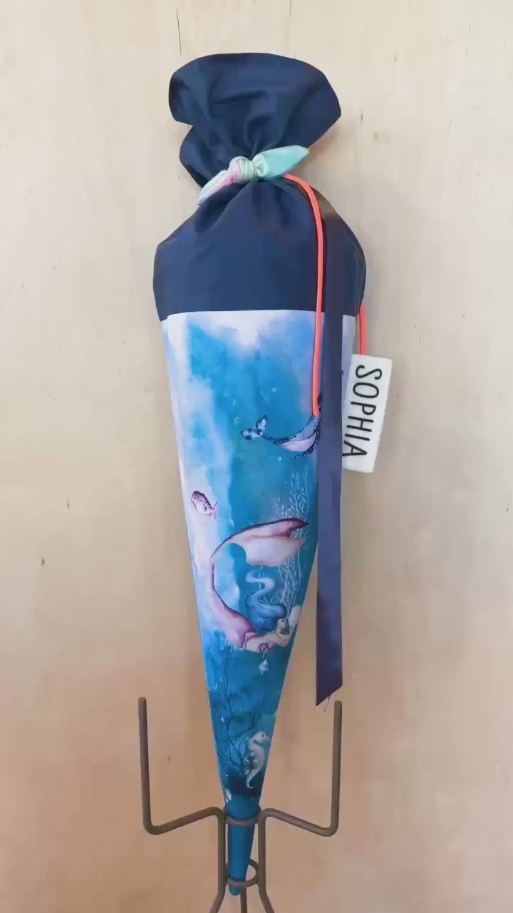 Schultüte Unterwasserwelt mit Haarschleife
