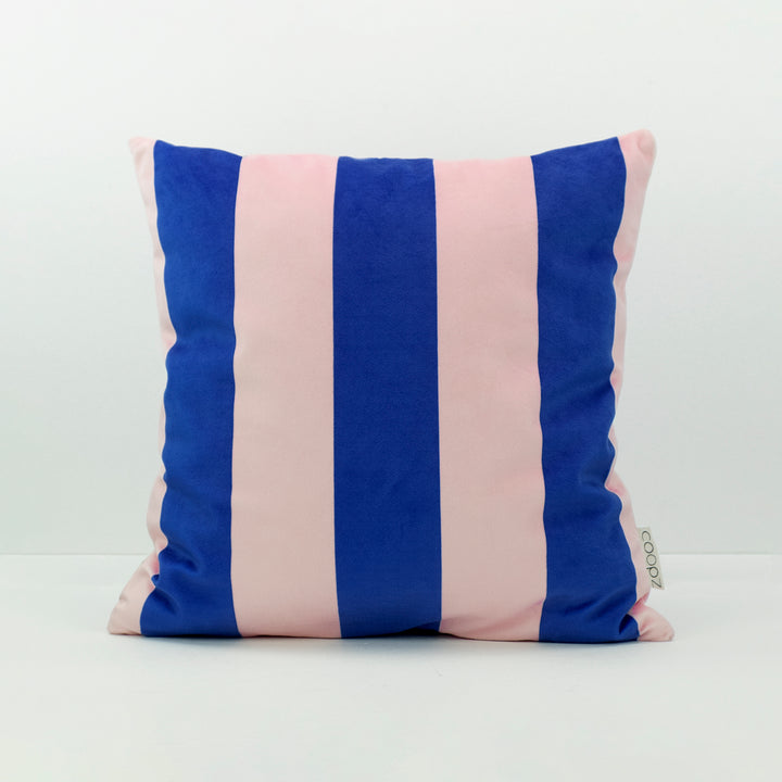 Cushion cover Stripe Velvet Blue-Pink