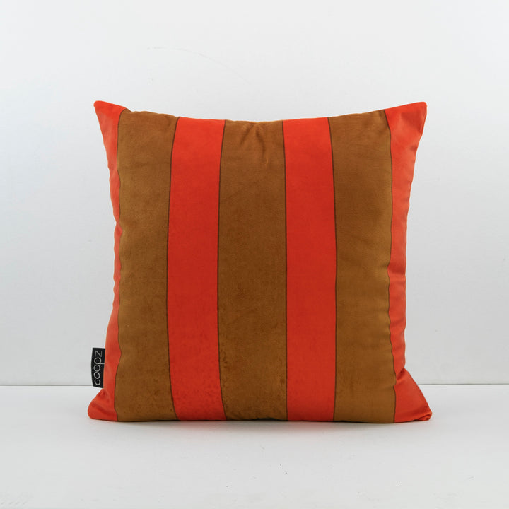 Cushion cover Stripe Velvet red-brown