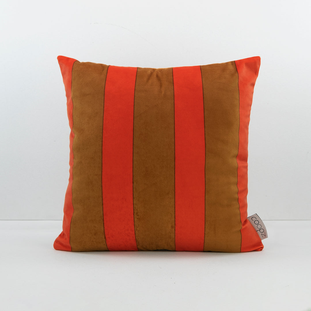 Cushion cover Stripe Velvet red-brown